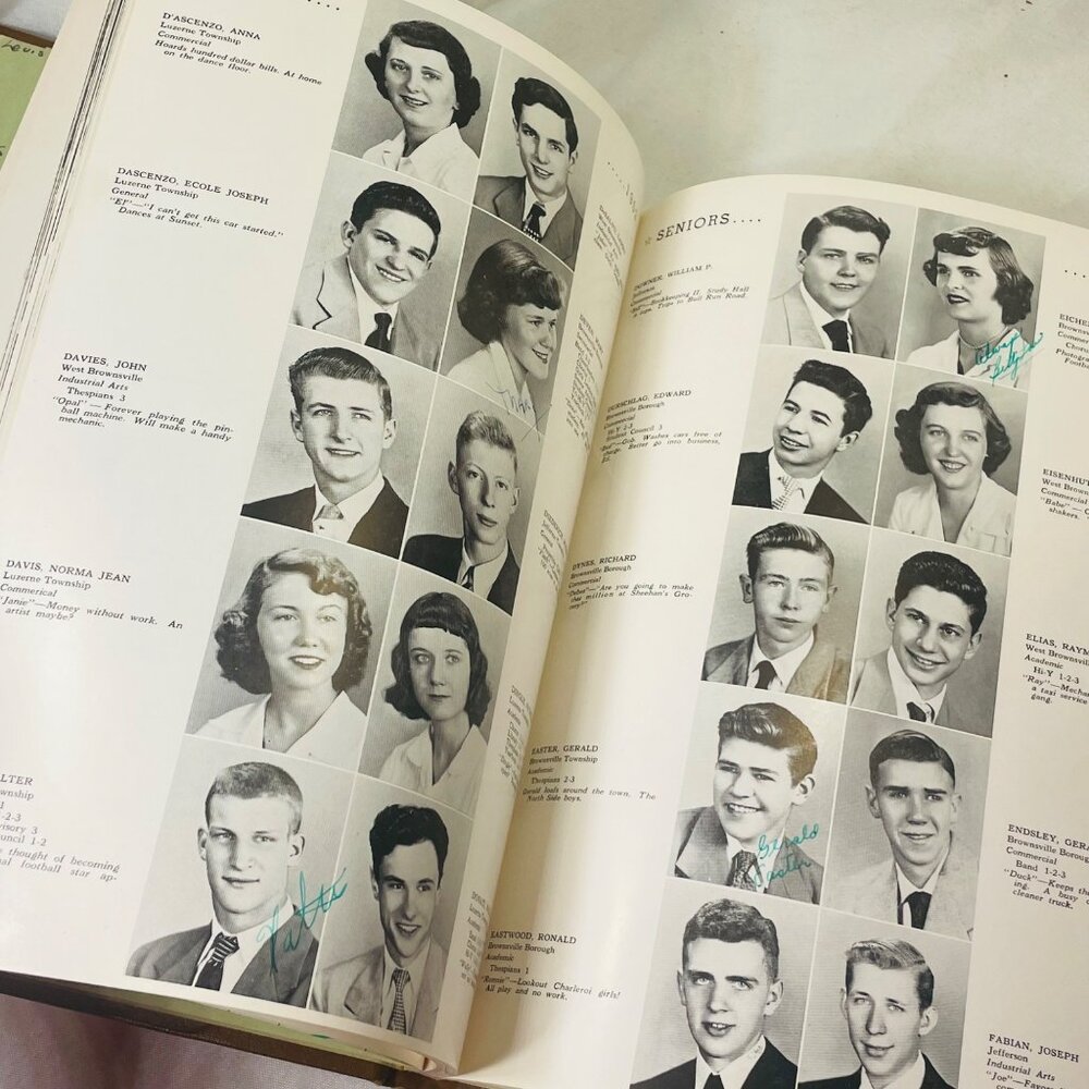 1952 On The Mon Brownsville Senior High Yearbook Hardcover Brownsville PA Signed - Picture 8 of 10